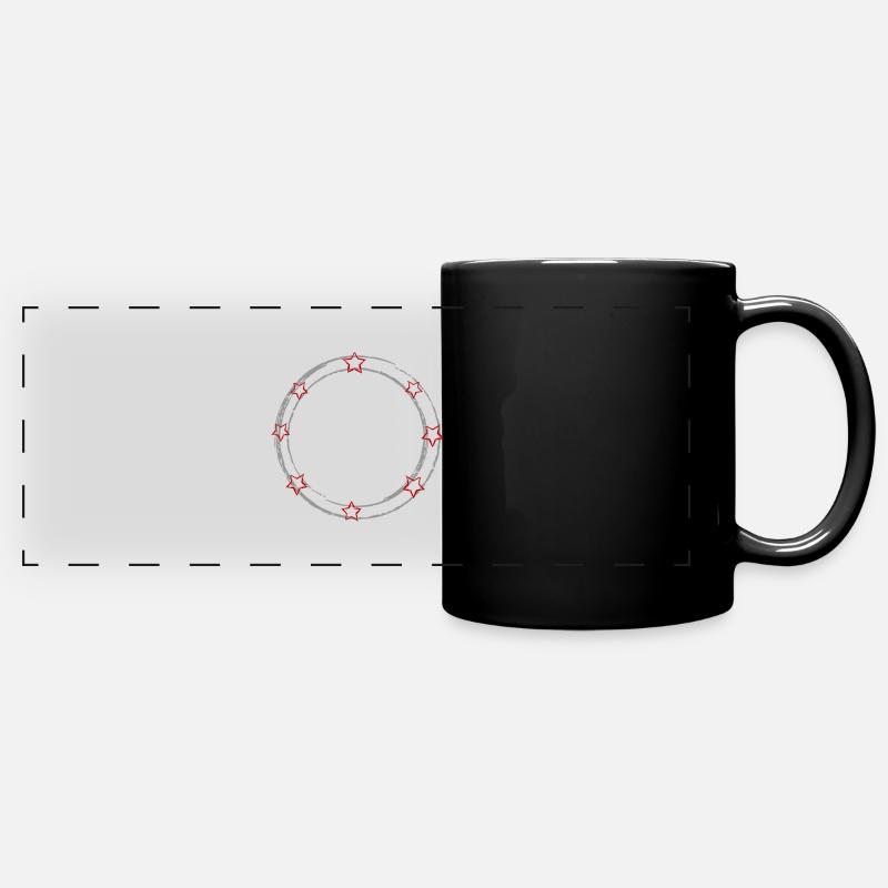 Round frame stamp shield with stars - Full Colour Panoramic Mug - black