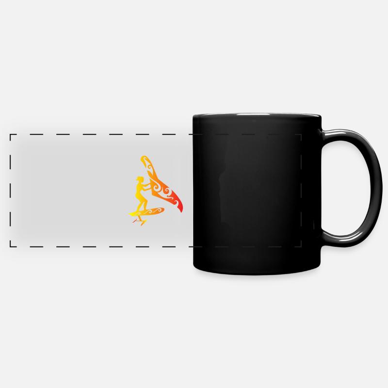 Surfer Wing Foiling Girl Foiling Lover Gift - Full Colour Panoramic Mug - black