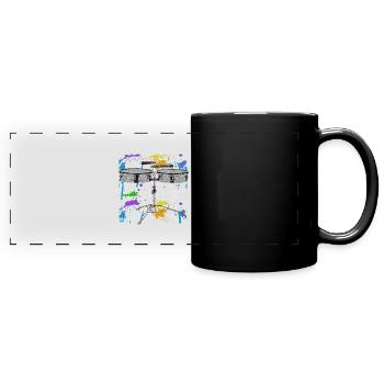 Timbal Color Splash Percussion Instrument - Full Colour Panoramic Mug - black - Front