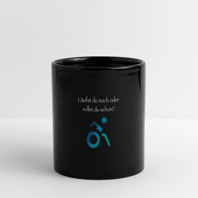 Läufst du noch oder rollst du schon? Panorama-Tasse farbig
