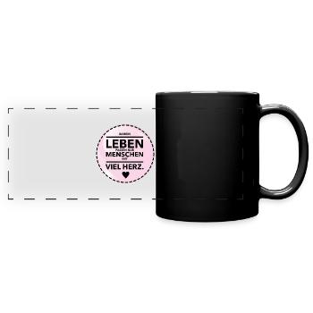 Leben - Panorama-Tasse farbig - Schwarz - Vorne