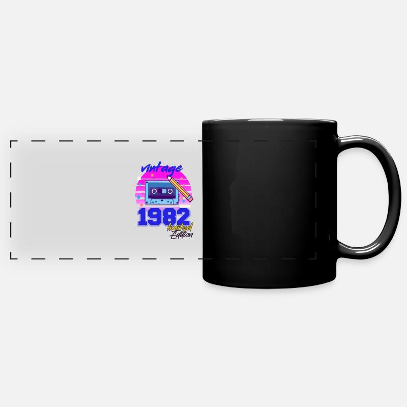 Vintage 40th Birthday 40 Years 1982 Pop Cassette - Full Colour Panoramic Mug - black