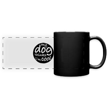 Dog thinks in the cool - Full Colour Panoramic Mug - black - Front