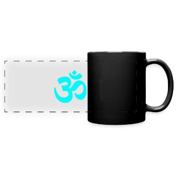 om zeichen neon blau yoga - Panorama-Tasse farbig - Schwarz - Vorne