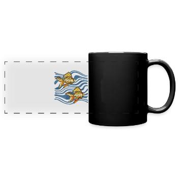 Fische - Panorama-Tasse farbig - Schwarz - Vorne