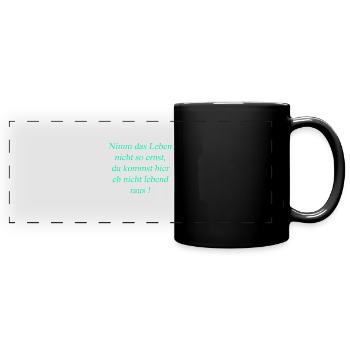 Leben - Panorama-Tasse farbig - Schwarz - Vorne