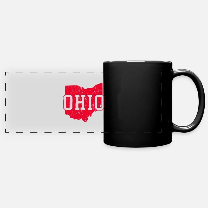 Ohio State Map Vintage - Full Colour Panoramic Mug - black