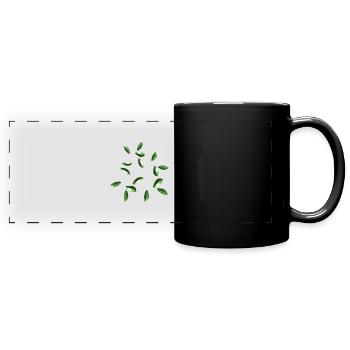 leaves glossy pattern sheet - Full Colour Panoramic Mug - black - Front
