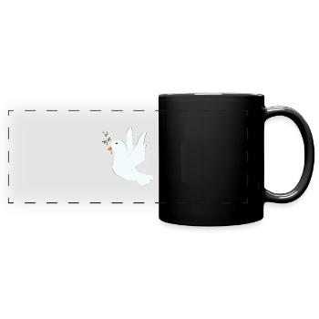 Dove of peace with olive branch - Full Colour Panoramic Mug - black - Front