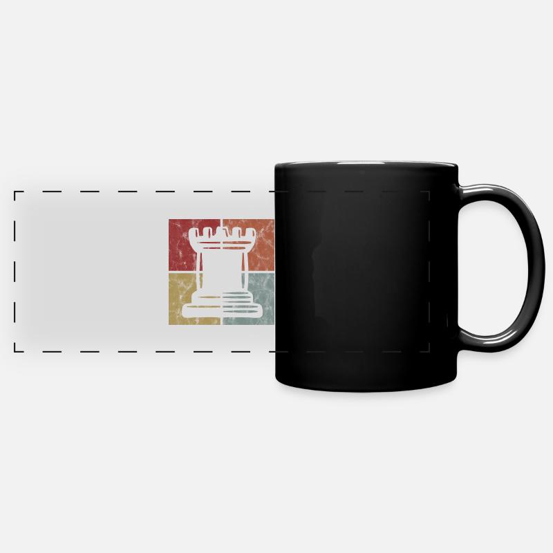 Retro Schach Schachspieler Schachmatt Schachfigur - Panorama-Tasse farbig - Schwarz