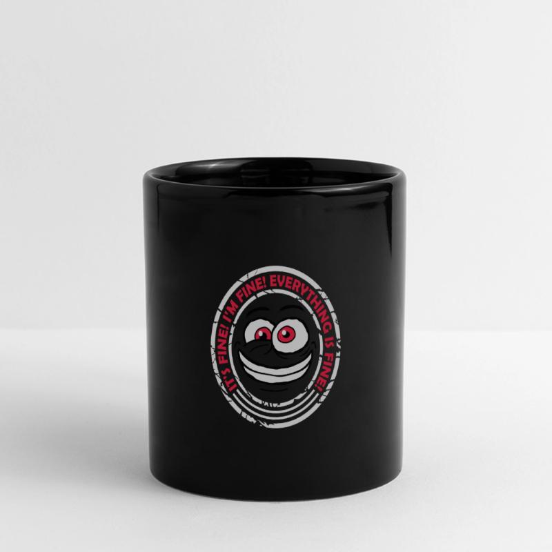 everything is fine Zitat Panorama-Tasse farbig