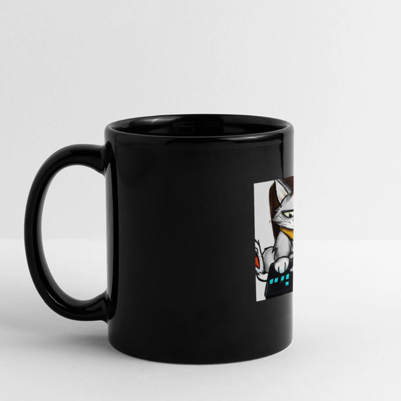 Cat Playing Computer Games Comic Full Colour Panoramic Mug