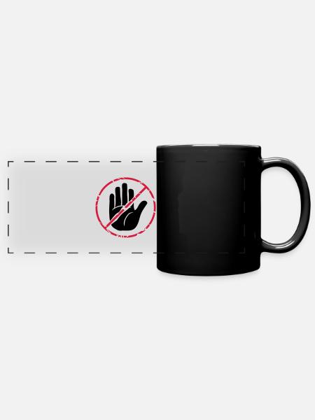 Stop Zeichen Hand durchgestrichen - Panorama-Tasse farbig - Schwarz