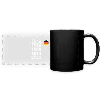 WM, 2022, Fußball, Deutschland - Panorama-Tasse farbig - Schwarz - Vorne