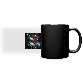 Joyeux Noël - Colibri de Noël en hiver - Mug panoramique uni - noir - Devant