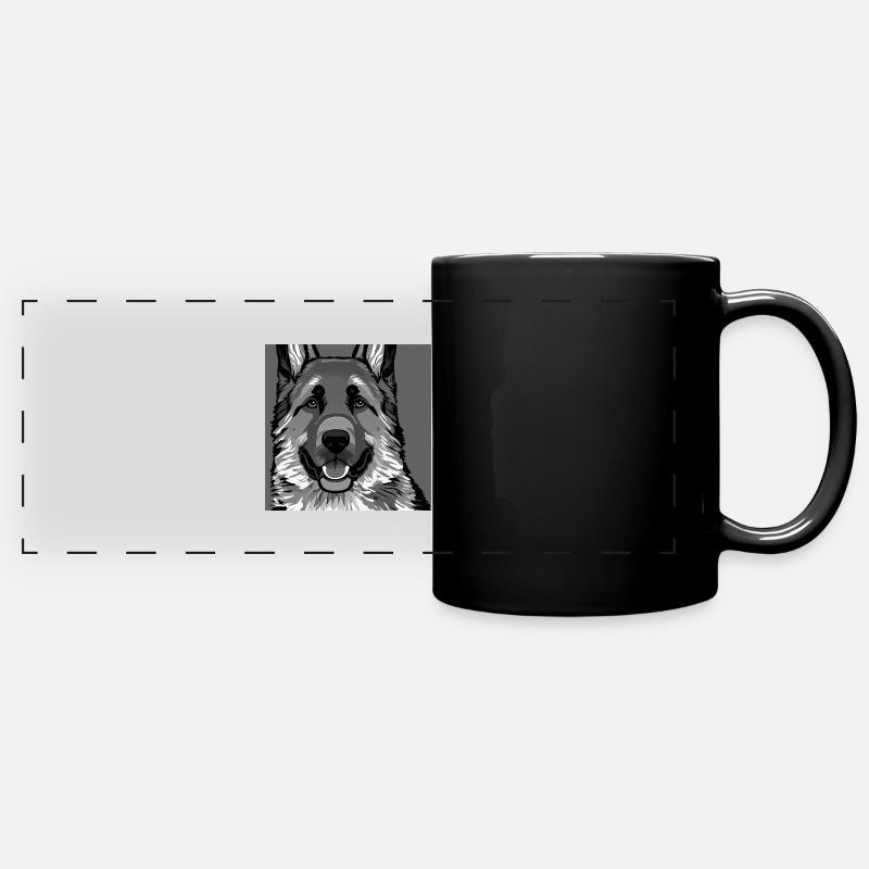 Deutscher Schäferhund, digitale Malerei, - Panorama-Tasse farbig - Schwarz