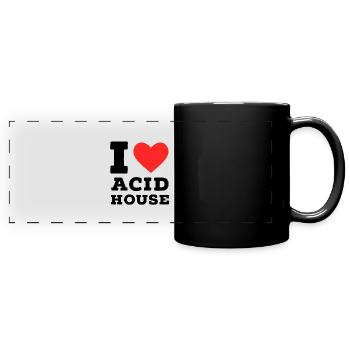 Ich liebe Acid House - Panorama-Tasse farbig - Schwarz - Vorne