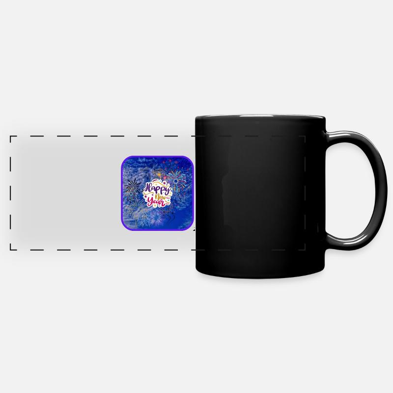 Happy New Year, colorful theme. - Full Colour Panoramic Mug - black