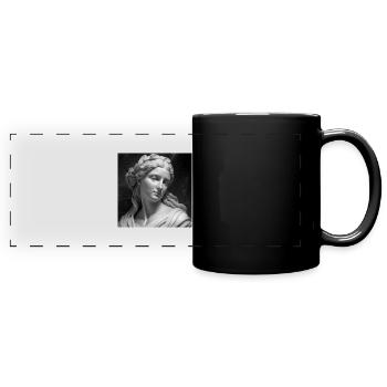 portrait beautiful young woman carved in marble 2 - Full Colour Panoramic Mug - black - Front