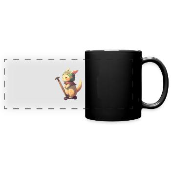 chat trottinette - Mug panoramique uni - noir - Devant