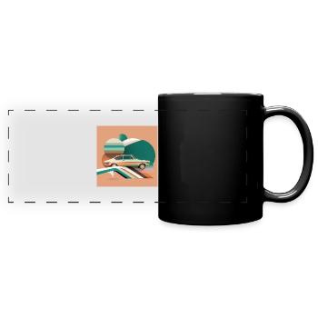 illustration car 70s color art - Full Colour Panoramic Mug - black - Front