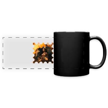 Woman with elephant design - Full Colour Panoramic Mug - black - Front