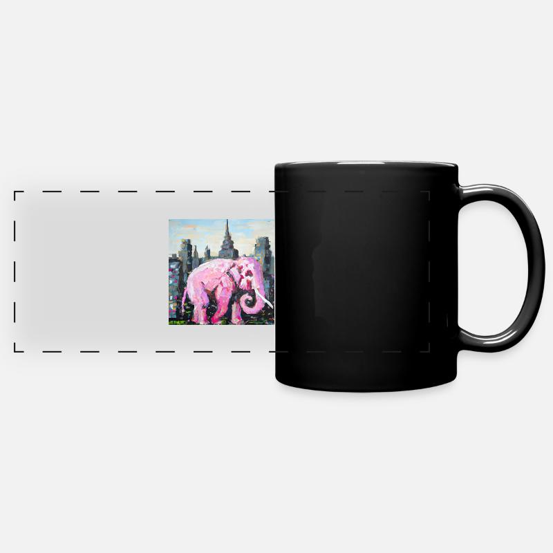 help_for_elephants_06 - Panorama-Tasse farbig - Schwarz
