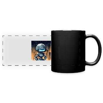 Robot mignon - Mug panoramique uni - noir - Devant
