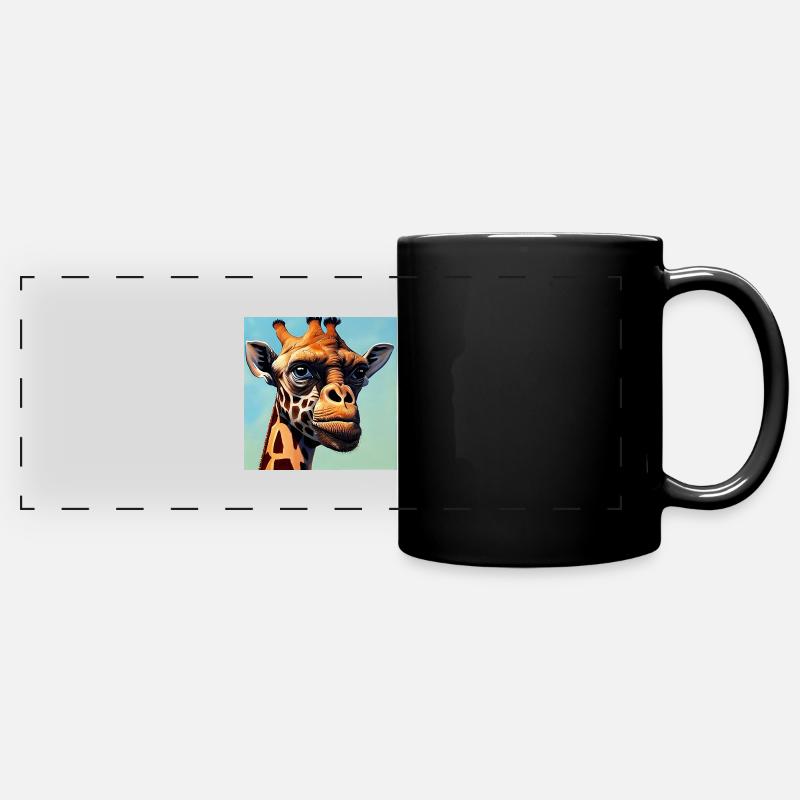 Girafe au visage de singe - Mug panoramique uni - noir