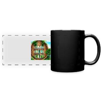 Abstract columns in natural surroundings - Full Colour Panoramic Mug - black - Front
