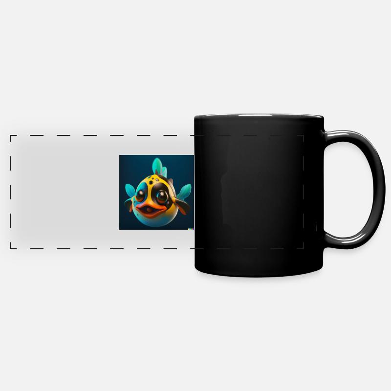 3D eines niedlichen tropischen Fisches digital art - Panorama-Tasse farbig - Schwarz