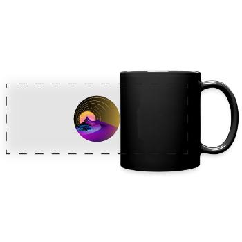 E30 - Retro - Synthwave - Style - Panorama-Tasse farbig - Schwarz - Vorne