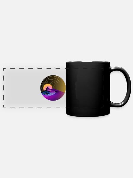E30 - Retro - Synthwave - Style - Panorama-Tasse farbig - Schwarz