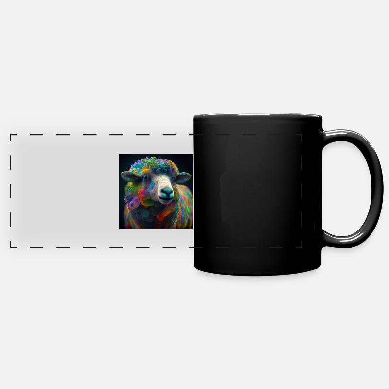 Farbiges Schaf, einzigartiges Design - Panorama-Tasse farbig - Schwarz