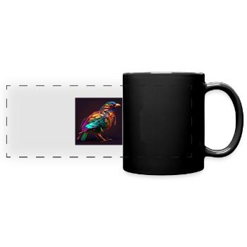 Colorful bird, unique design - Full Colour Panoramic Mug - black - Front