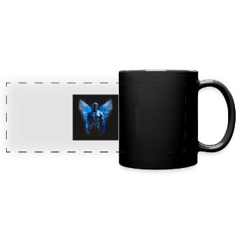 Blauer Mann Engel - Panorama-Tasse farbig - Schwarz - Vorne