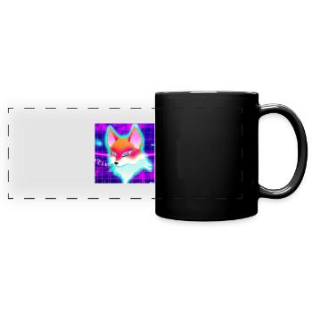 Kitsun Vaporwave Japanese Kami Vaporwave Kitsune - Full Colour Panoramic Mug - black - Front