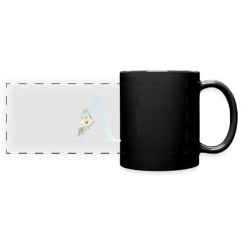 Monogramme A Floral personnalisable - Mug panoramique uni - noir - Devant