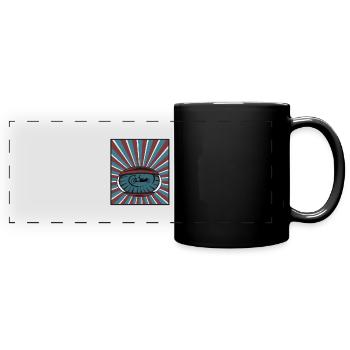Vélo cargo dans les yeux avec poutres - Mug panoramique uni - noir - Devant