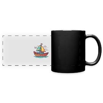 Boat - Full Colour Panoramic Mug - black - Front