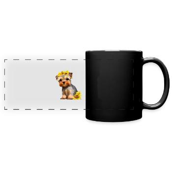 Propriétaire de chien Yorkshire Terrier chiot - Mug panoramique uni - noir - Devant