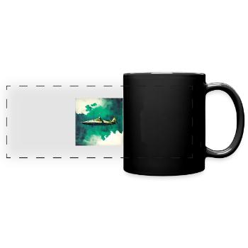 Weltraum-U-Boot-Kampfjet - Panorama-Tasse farbig - Schwarz - Vorne