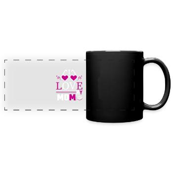 J’aime ma mère - Cadeaux de la fête des mères - Mug panoramique uni - noir - Devant