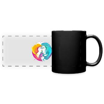 Das Gémini-Fernglas - Panorama-Tasse farbig - Schwarz - Vorne