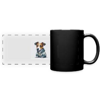 Jack Russel Terrier - Panorama-Tasse farbig - Schwarz - Vorne
