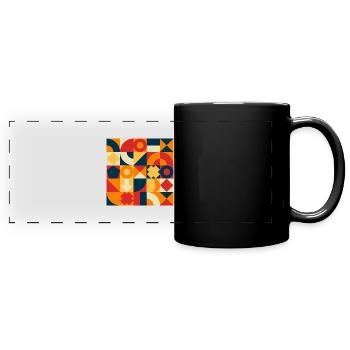 Farbfelder, Bund, Mode, stylisch - Panorama-Tasse farbig - Schwarz - Vorne