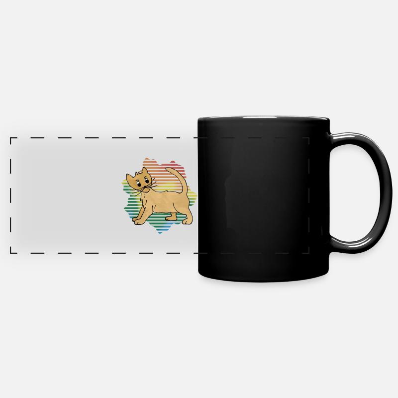 Katze - Panorama-Tasse farbig - Schwarz