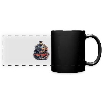 A steam locomotive is like traveling back in time - Full Colour Panoramic Mug - black - Front