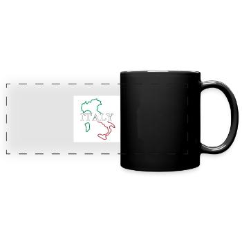 Landkarte von Italien - Panorama-Tasse farbig - Schwarz - Vorne
