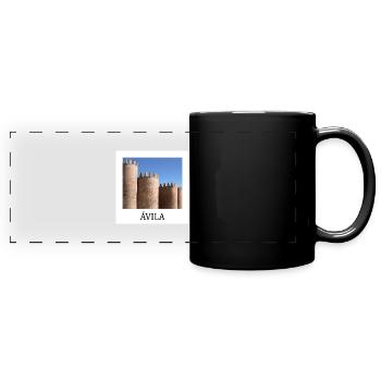 Mauer von Ávila - Panorama-Tasse farbig - Schwarz - Vorne